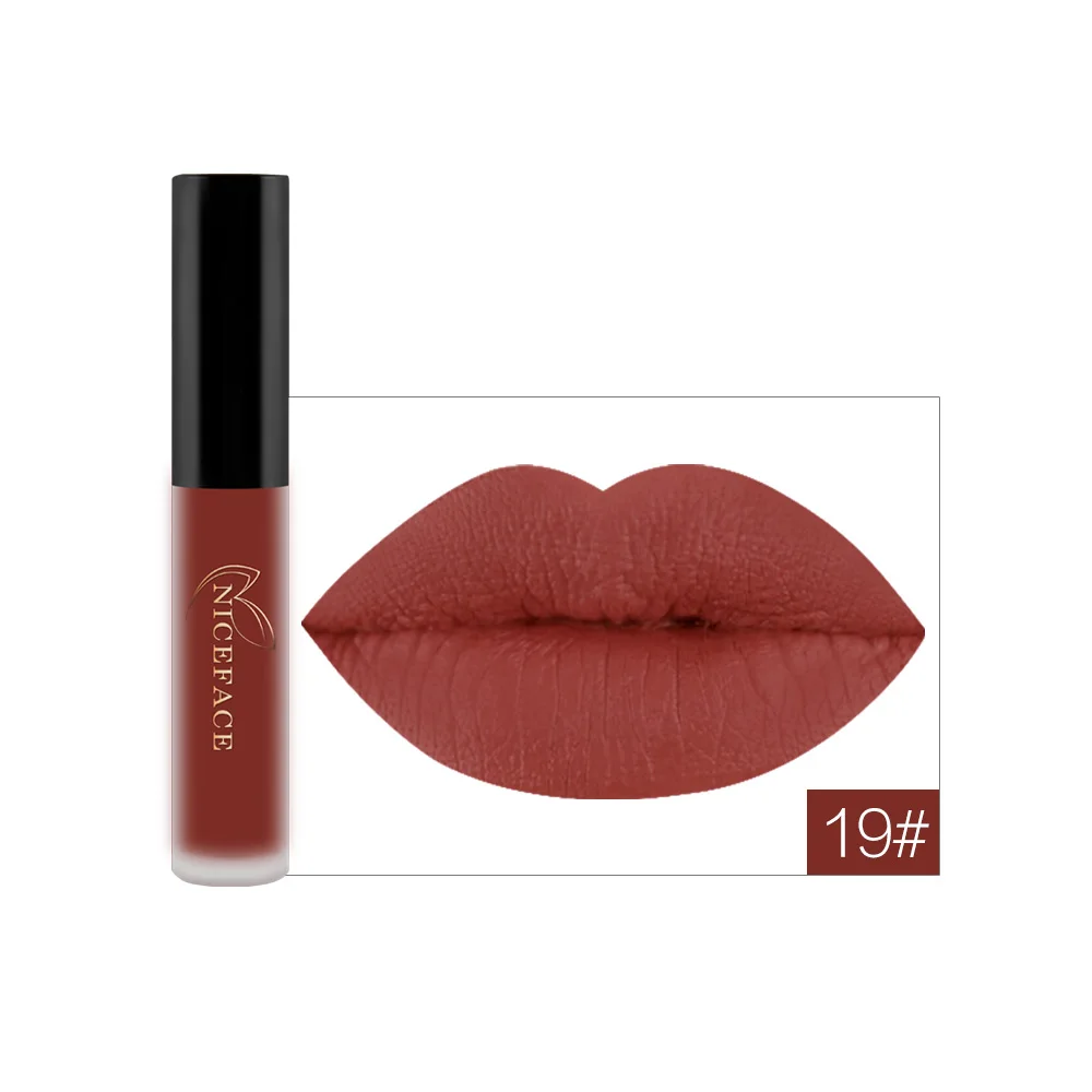 30 Color Matte Lip Gloss Shiny Moisturizer Texture Matte Lip Gloss Pearl Non-stick Cup Waterproof Liquid Lipstick - Цвет: 19