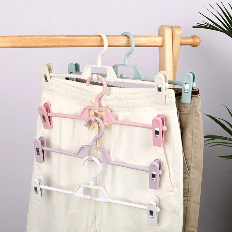 

5PCS/Lot Non-slip Plastic Pants Clip Rack Multifunctional Clothes Organizing Hanger Anti-slid Adjustable Clothes Clip Dropship