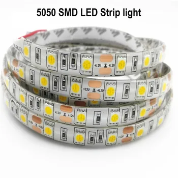 

NEW 5050 Strip Light DC12V No Waterproof Flexible LED Diode Tape White / Warm white/RGB 300LEDs 5m LED Strip for Home Decoration