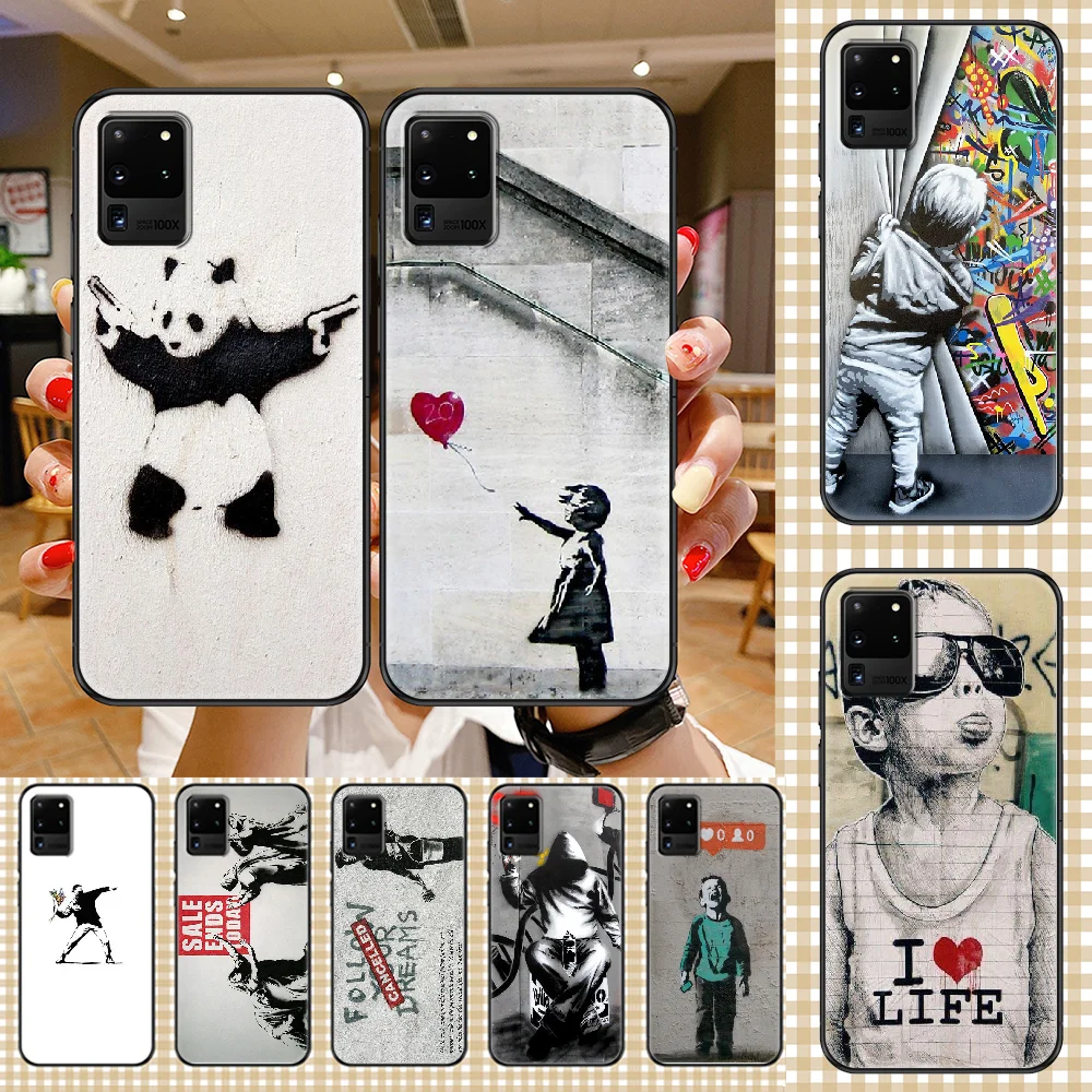 Arabisch Piraat zweep Street Art Banksy Graffiti Phone case For Samsung Galaxy Note 4 8 9 10 20  S8 S9 S10 S10E S20 Plus UITRA Ultra black 3D hoesjes - AliExpress