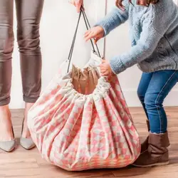 Sac de rangement pour jouets portables, sac à poignée, tapis de jeu multifonctionnel pour enfants et bébés, tapis de jeu, pochette, décoration de chambre d'enfant 