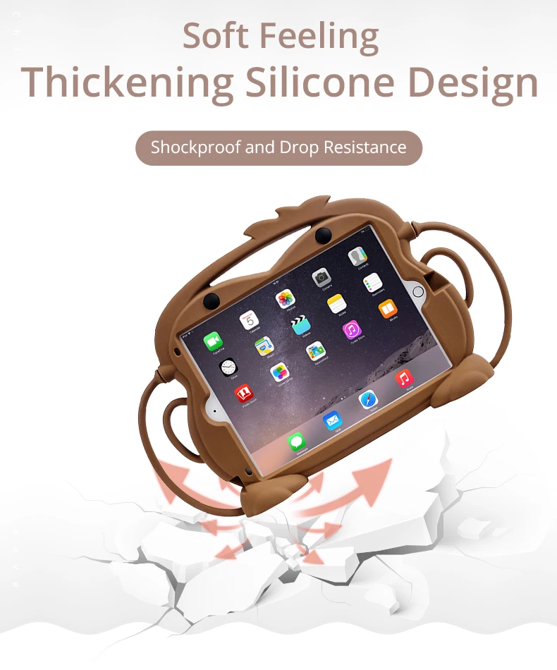 Силиконовый чехол CHINFAI для iPad 10,2 '', противоударный моющийся защитный чехол для iPad Pro Air 10,5'' с ремешком