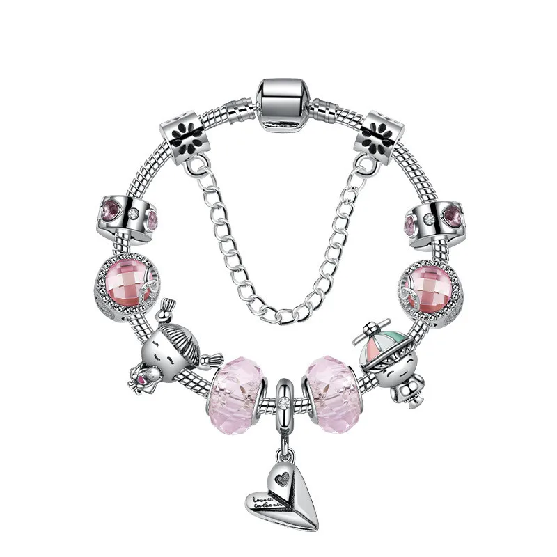 Pan family браслет Розовая серия для мальчиков и девочек чистый браслет любовь бумажный самолет кулон браслет