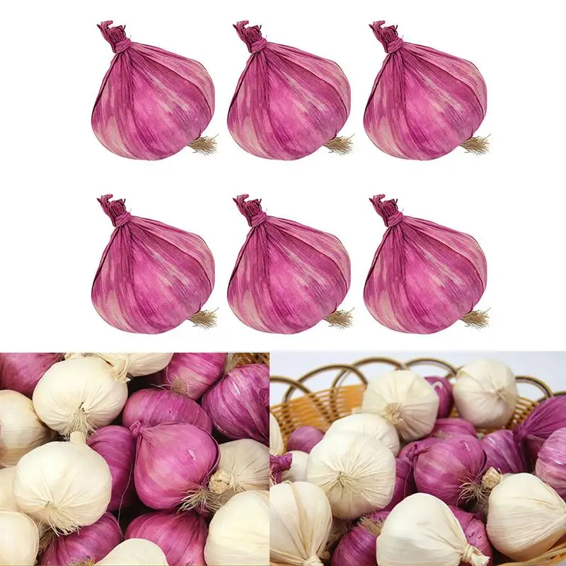 6PCS Lifelike Artificial Garlic Lifelike Simulation Vegetable Fake
