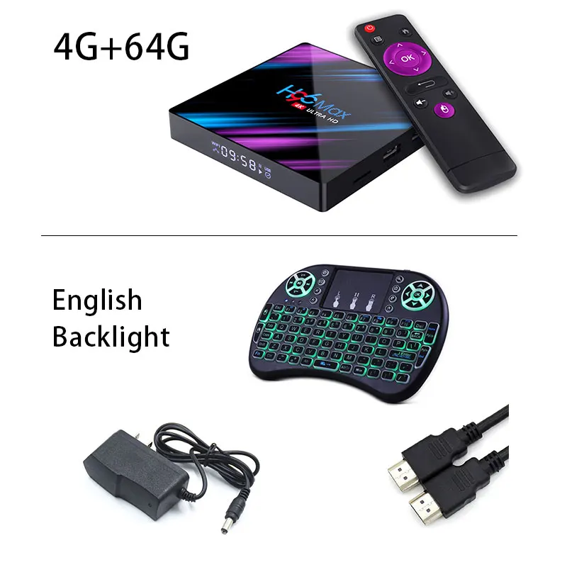 4G 64G English i8 Смарт ТВ приставка Android 9,0 9 4K 4096x2160 HDR Bluetooth 4,0 USB 3,0 HDMI 2.0a для 4K@ 60Hz DDR3 Поддержка 3D видео 2,4G/5G H96 - Цвет: 4G 64G English i8