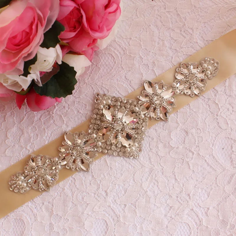 Лента Свадебная со стразами парец Huwelijk Riem Satijnen ruids Riem En Sash Voor ruiloft Decoratie