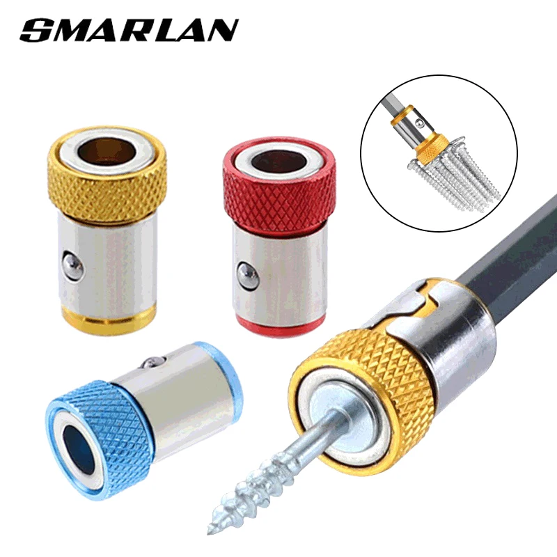 SMARLAN 3pcs 1/4” Metal Screwdriver Bit Magnetic Ring For 6.35mm Shank Anti-Corrosion Drill Bit Magnet Powerful Ring Tool Parts