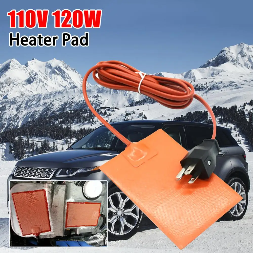 

110V 120W Silicone Heater Pad Engine Block Hydraulic Tank Heating Plate Oil Pan Sump Tank Heating Mat Tank Heater Pad US Plug