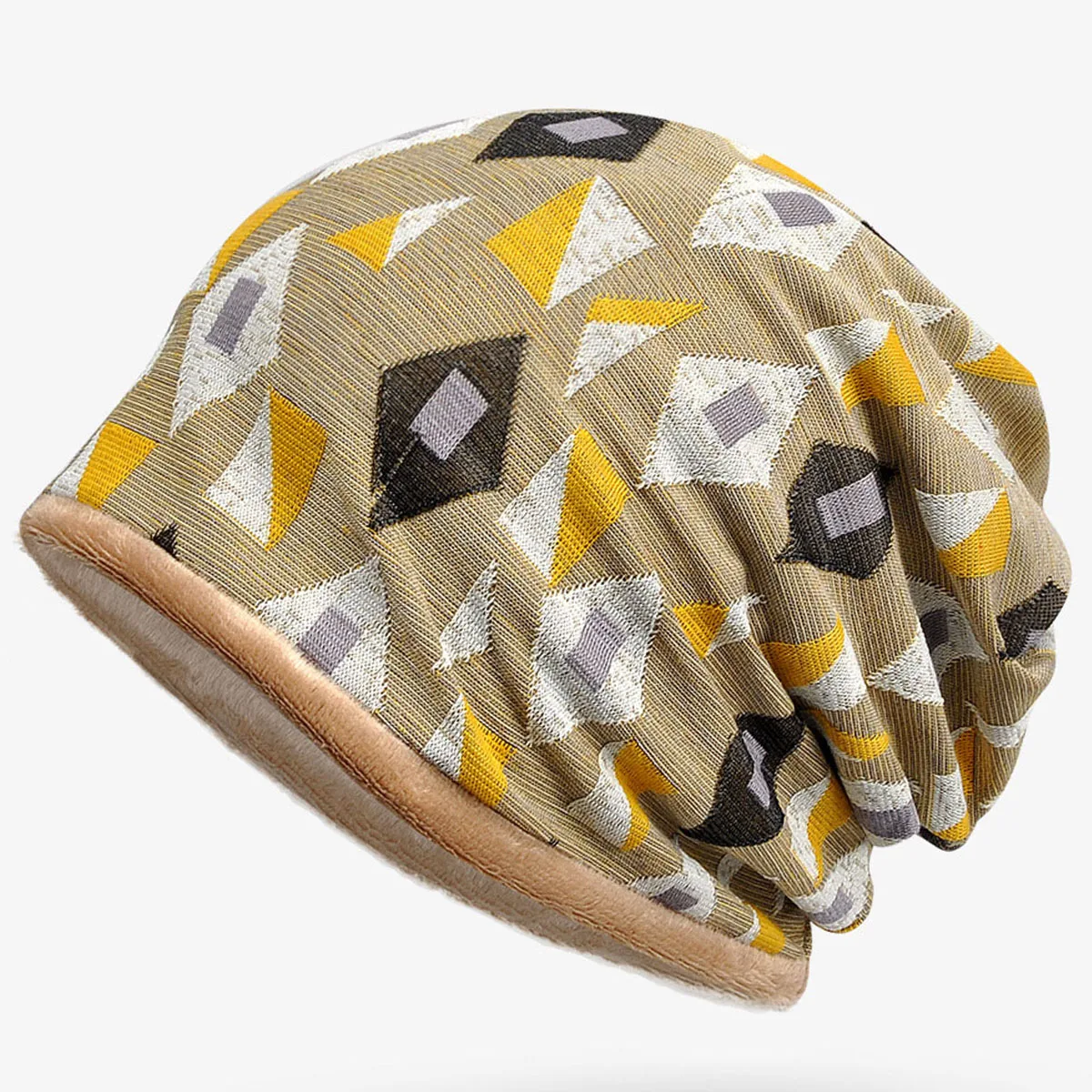 Высококачественные жаккардовые шапочки Skullies с геометрическим узором, модная теплая шапка с отверстием для хвоста, шейный платок двойного назначения для мужчин и женщин, лыжная маска
