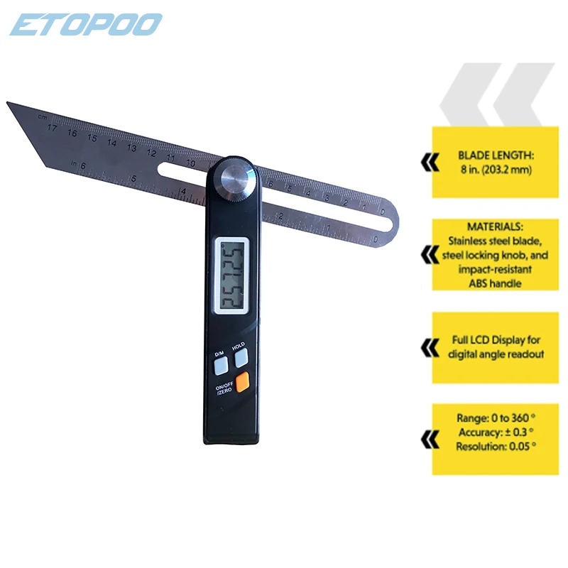 Electronic Level 360 Degree Angle Finder T Bevel Gauge Digital Protractor Inclinometer Ruler Sliding LCD Display Stainless Steel digital angle protractor level gauge angle measuring tool angle protractor digital angle meter digital inclinometer digital level