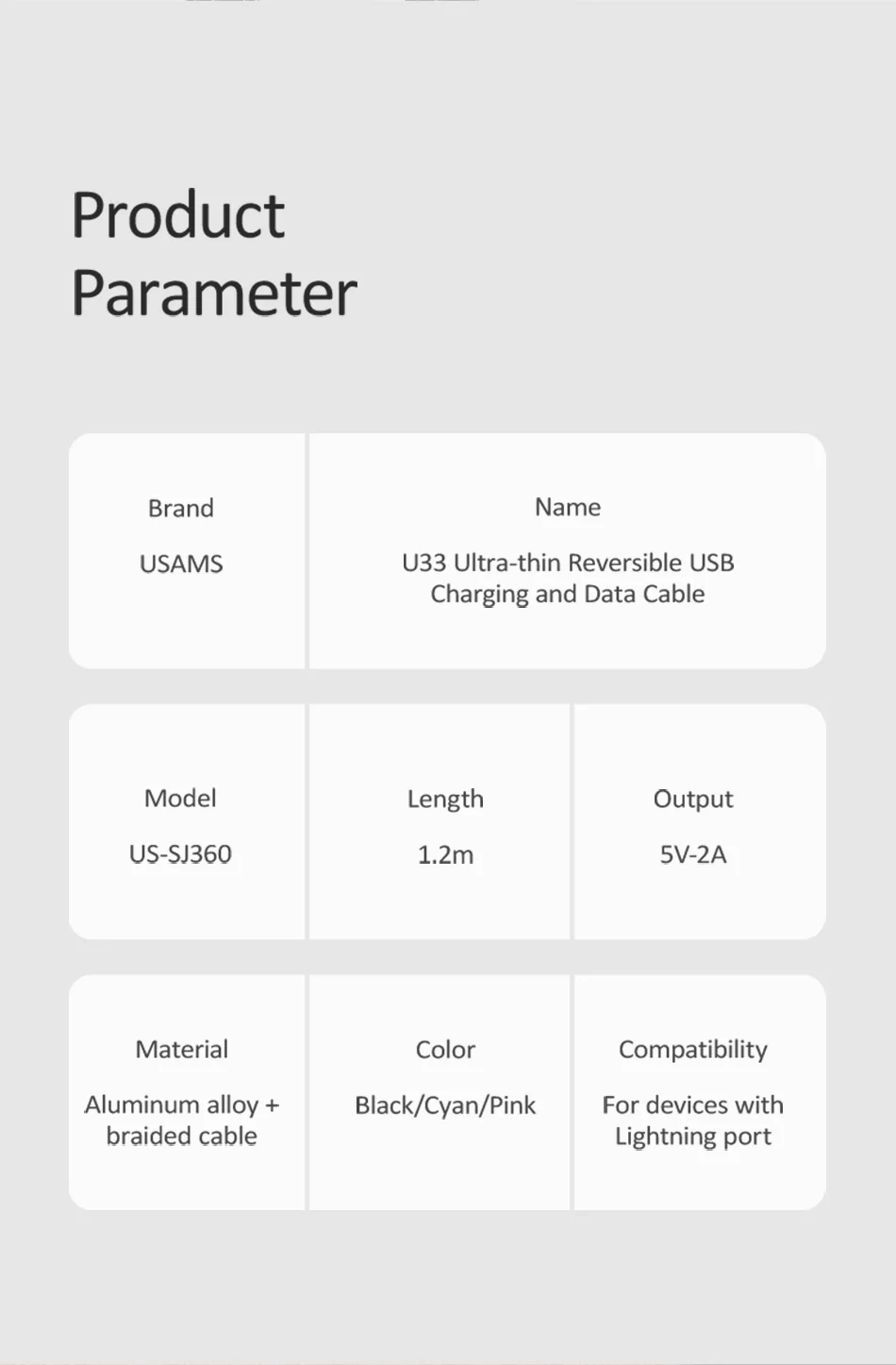 USAMS Реверсивный usb-кабель для iPhone X Xs быстрая передача и зарядный кабель для передачи данных для iPad iPhone 8 7 Мобильный провод для зарядного устройства