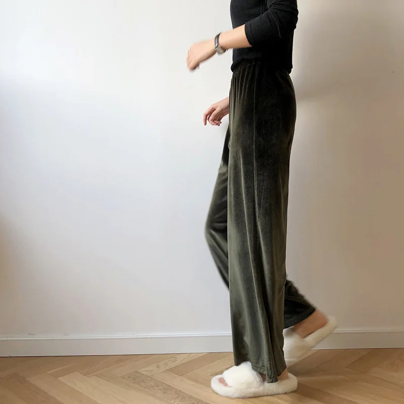 Mooirue осень Pantalon для женщин уличная бархат утолщение свободные брюки Широкие женские брюки