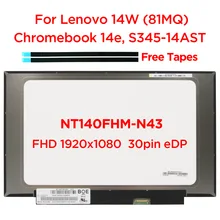 Écran LCD fin 14.0 pouces pour ordinateur portable Lenovo 14W, Chromebook 14e NT140FHM-N43, 30 broches, S345-14AST NT140FHM N44 N32 N45