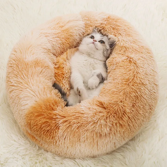 Round Cat Bed Dogs Bed House Kennel Pet Mats Soft Long Plush Mat Pet Warm Basket Cushion Cats House Sofa Machine Wash Kennel 2