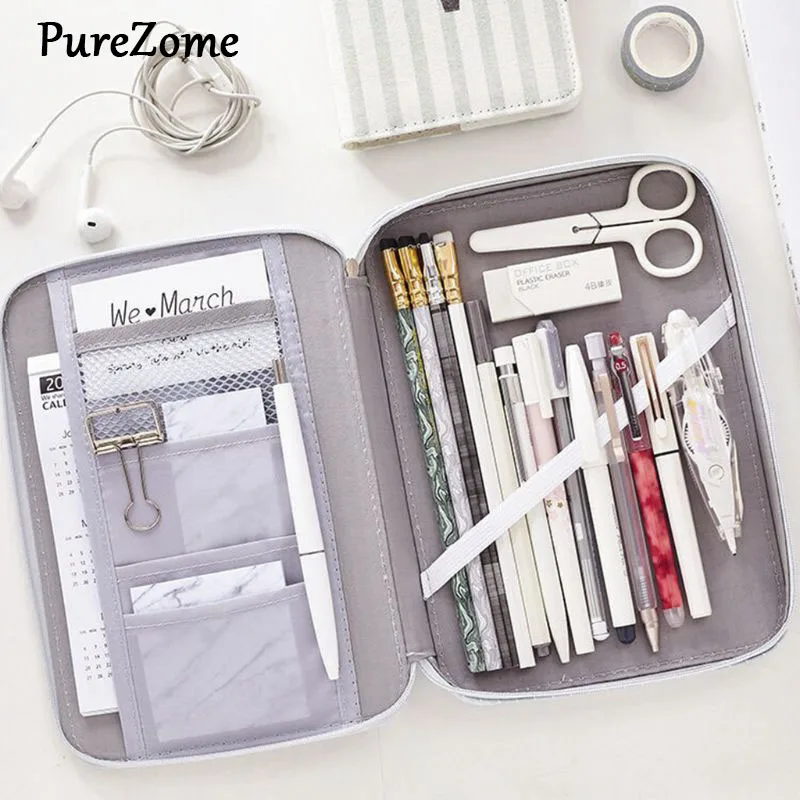 

Kawaii Pencil Case Canvas Zipper Large Capacity Cute Pencil Box Portable Storage Bag For IPAD School Stationery