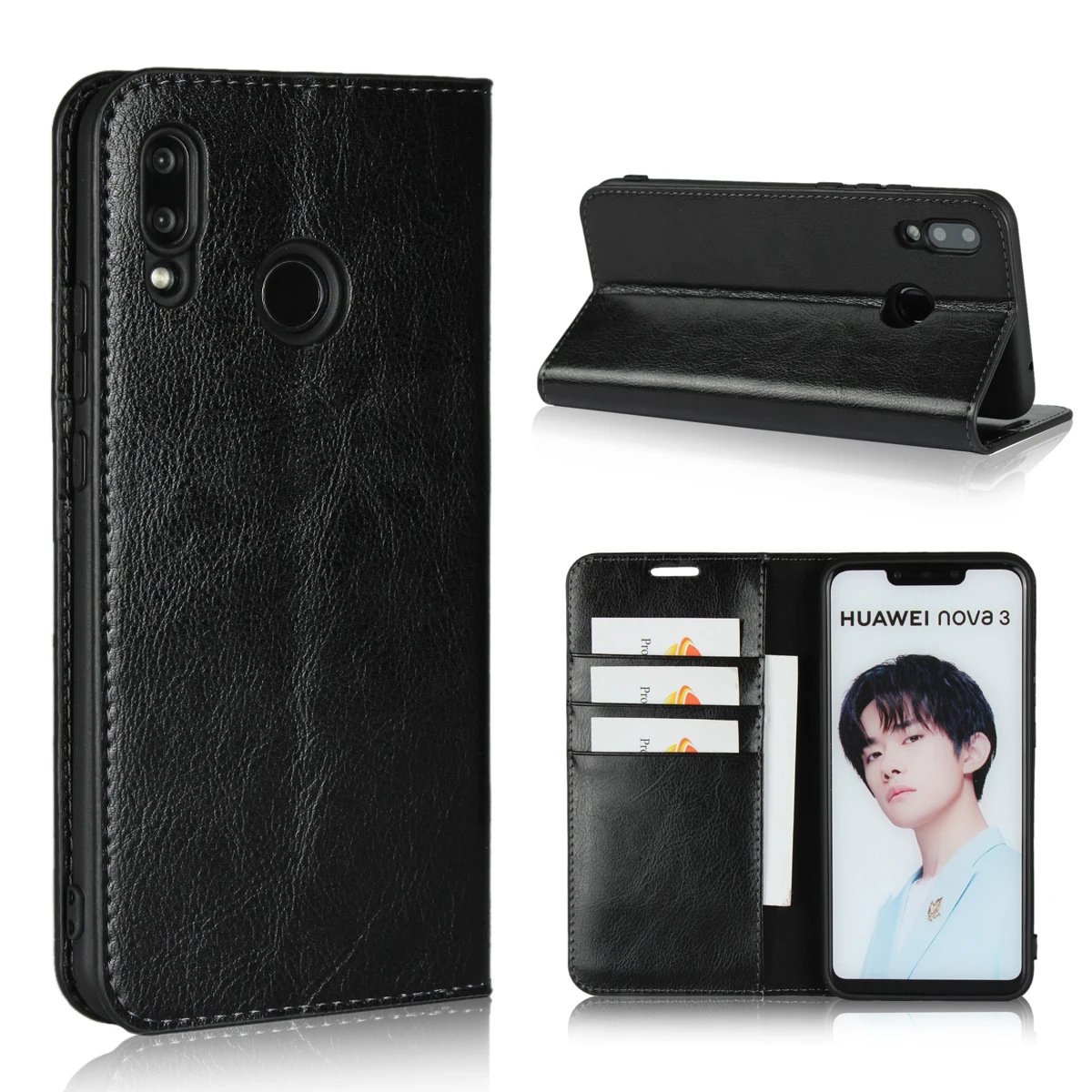 SailorTech Genuine Leather Wallet Phone Stand Case For HuaWei Nova 3/ Nova 2/Nova/ Nova 2 Plus/Flip Cover Coque Card Holders