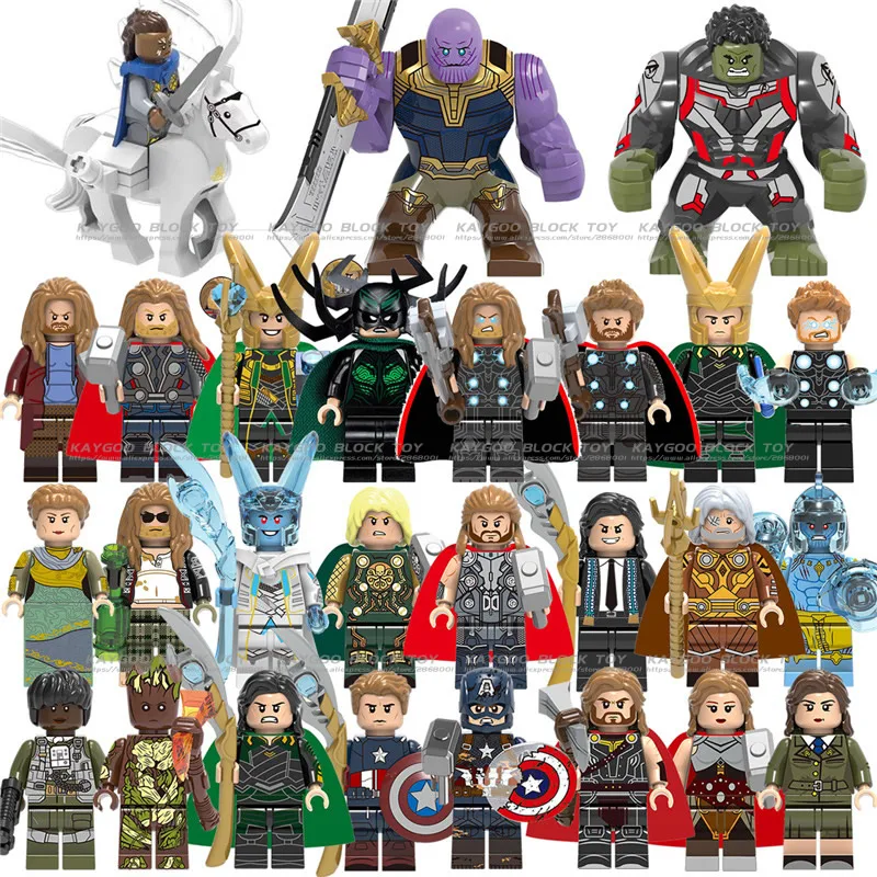 28pcs thor 34 шт./лот, строительные блоки Marvel, супергерои, Мстители, DC, Человек-паук, Бэтмен, Железный человек, танос, Тор, модели, набор кирпичей, детская игрушка - Цвет: 28pcs thor