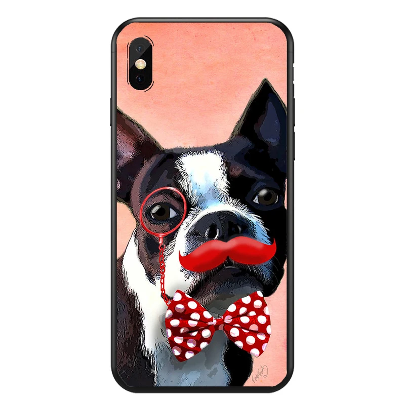 Чехлы для телефонов, чехлы для iphone X, XR, XS, MAX, 8, 7, 6, 5, 4, силиконовый чехол с изображением Бостонского терьера, собаки, розы