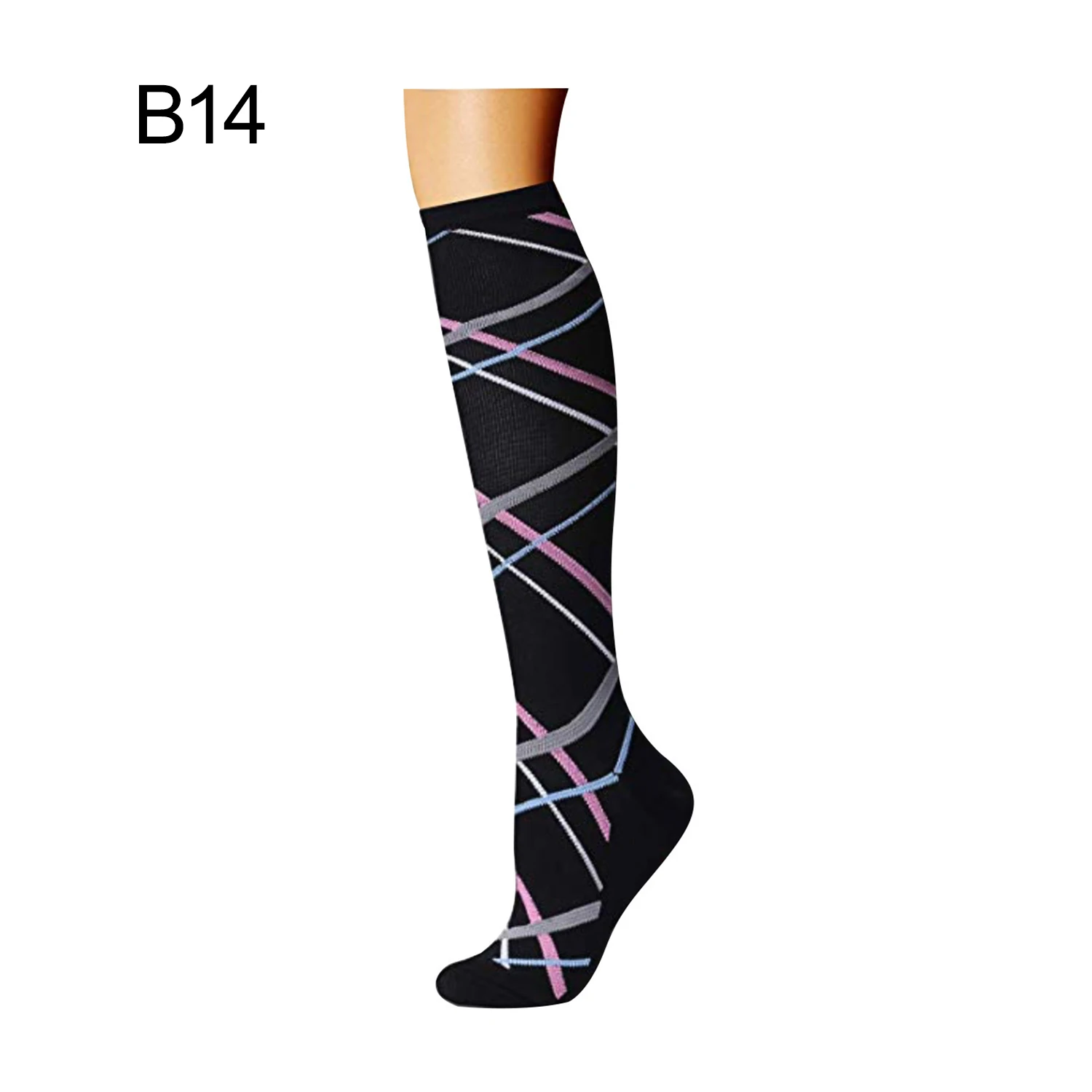 B14 Polka Dot Love Unisex Women&Men Sports Compression Stretch Socks for Nurses Relief Girl Sokken Women Fitness Thigh High Socks - Цвет: B14