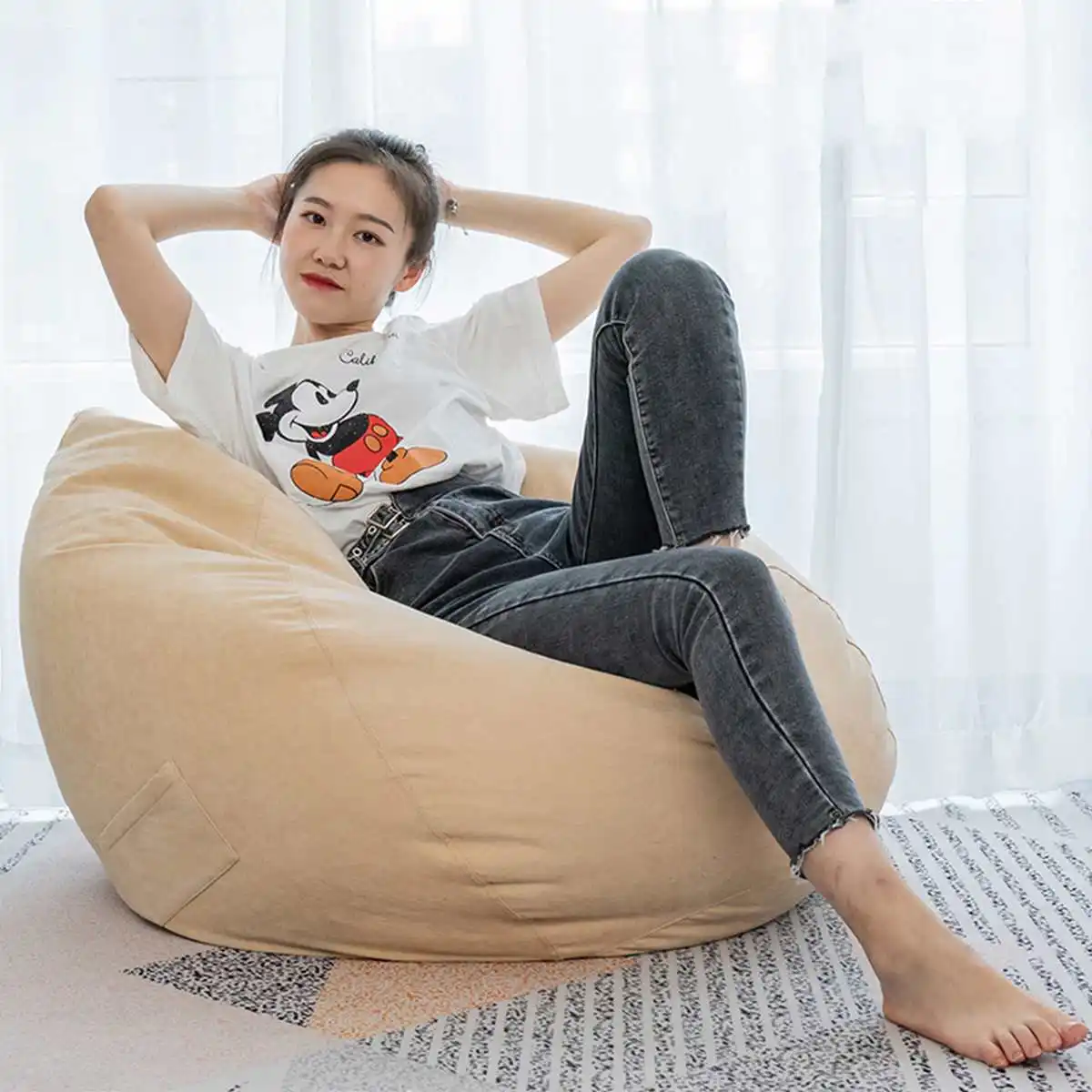 Nesloth полный ленивый BeanBag диваны стулья с внутренним вкладышем и EPS наполнитель шезлонг кресло мешок пуф слоеного дивана татами гостиной мини
