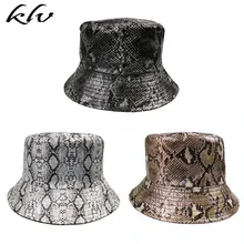 Харадзюку унисекс искусственная кожа Панама Винтаж змеиная 3D печать двусторонняя Двусторонняя Складная Рыбацкая Кепка
