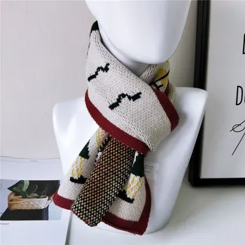 

New adult lady knitted scarf cartoon pattern scarf students warm couple gift new autumn and winter