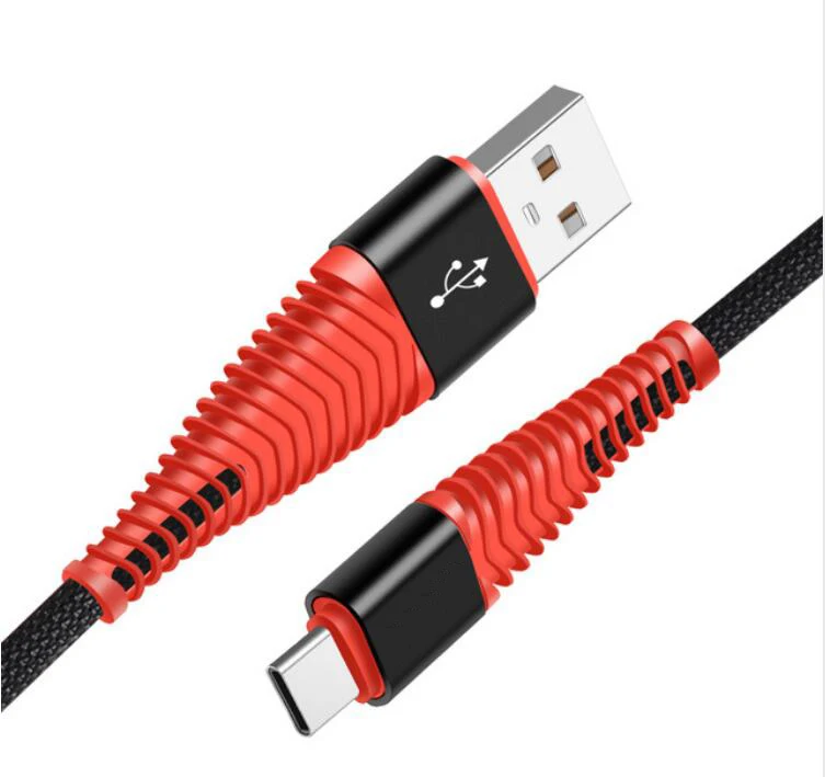 1 м USB 3,1 usb type C кабель нейлоновая линия и металлическая вилка type-C USB для htc G11/htc G14/htc G18/zte U880/SONY MT15i/MITI M2 - Тип штекера: Black