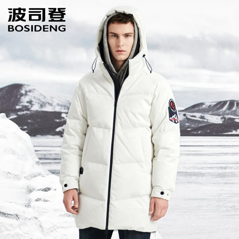 BOSIDENG new winter velvet extremely cold and thickened men's medium and long down jacket fashion trend B90142033 - Цвет: White