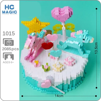 

HC 1016 Horse Birthday Wedding Cake Heart Star Animal 3D Model Diamond Mini Building Small Blocks Bricks Toy Lovers Gifts no Box