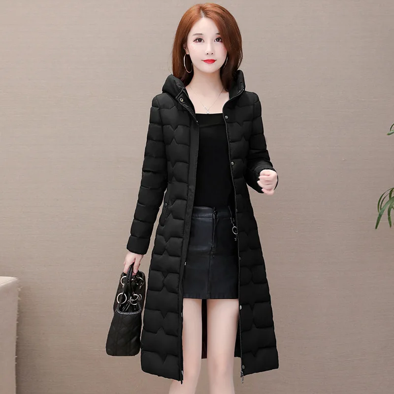 

Hooded Cotton-padded Clothes Women's Mid-length 2019 Winter New Style Slim Fit Slimming Light Warm Elegant Cotton Coat