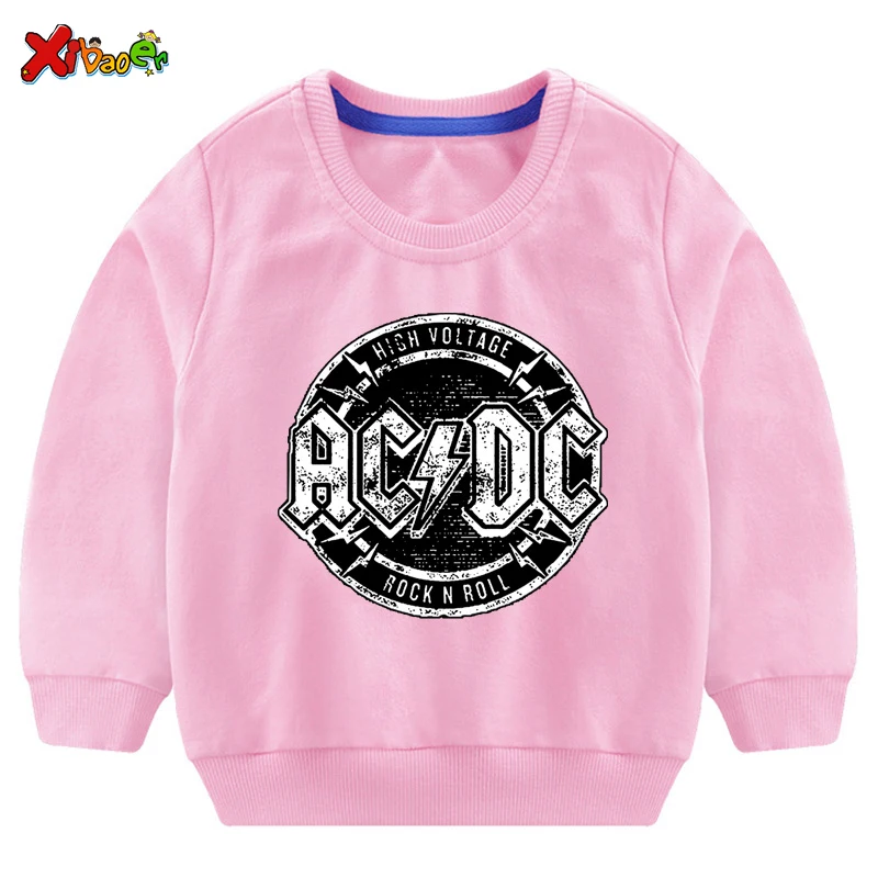Свитер для мальчиков; белый осенний свитер для детей; ACDC хлопковый пуловер; пуловер с принтом; топы Для детей-подростков; футболка с длинными рукавами