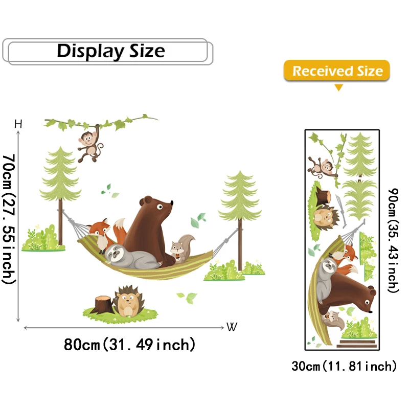 Cartoon Forest Bear Wall Stickers For Kids Room Baby Room Decoration Nursery Wall Decals Room Interior Stickers images - 6