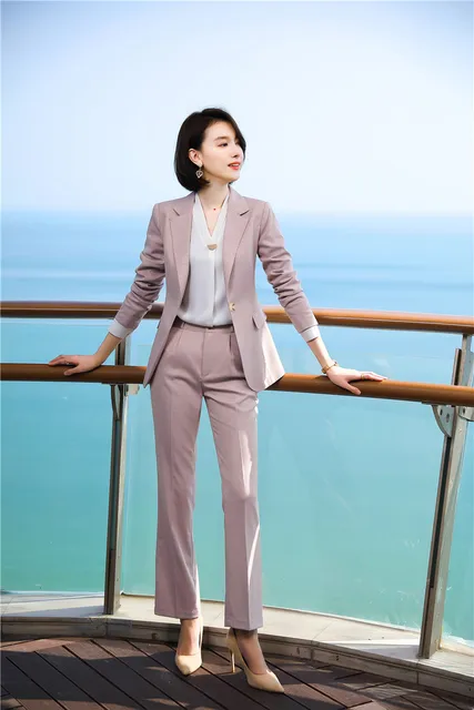 spring jacket pants 2-piece workwear Korean style blazer pants set  professional clothes women office attire suits for business - AliExpress  Women's Clothing