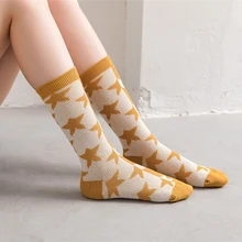 Модные длинные носки со звездами, женские хлопковые носки в стиле хип-хоп, женские теплые забавные носки, уличная одежда, Calcetines