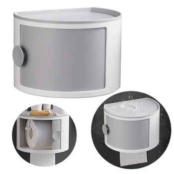 

Cosmetics Space Saving Corner No Drilling Wall Mounted Full Protection Bathroom Accessory Waterproof Storage Box Tissue Holder