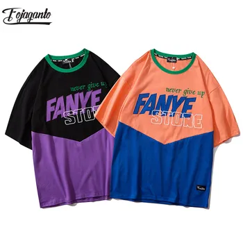 

FOJAGANTO Male Print Short Sleeve T-Shirt Men Fashion Casual T Shirts Crew Neck Tee Cotton Splice Men's Streetwear T Shirts