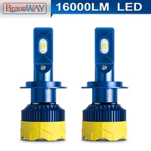Braveway H4 LED سيارة المصابيح الأمامية في CANBUS H7 LED كيت 6000K 12V 80W 16000LM موتو H4 مرحبا/ لو شعاع LED مصباح للسيارات دراجة نارية(China)
