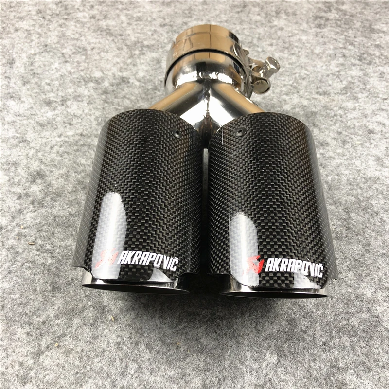 1 шт. Akrapovic глянцевый двойной наконечник выхлопной трубы из углеродного волокна Универсальный выхлопной трубы четырехъядерный глушитель наконечники насадки хвоста