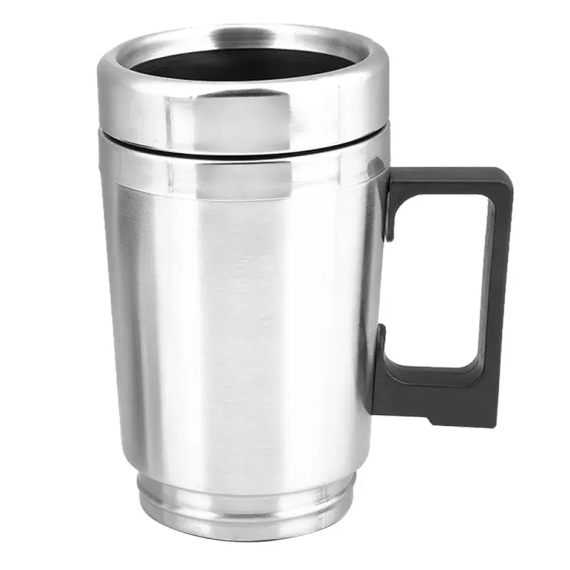 Hot Universal 450ml Electric In-car Stainless Steel Travel Heating Cup Coffee Tea Car Cup Mug for most car cup holders 12/24V