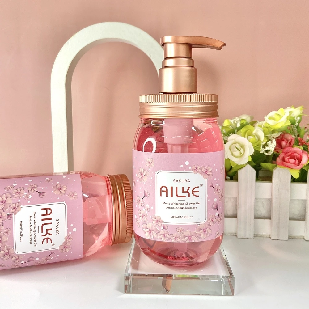 AILKE Shower gel Shampoo women Clean Whitening Scrub flowers Exfoliating Moisturizing smooth gel douche bath foam femal