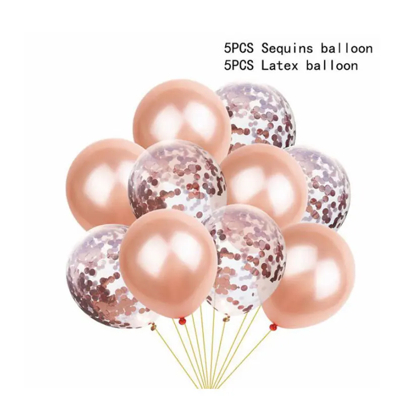 10 шт./лот 12 дюймов металлические цвета латексные шары воздушные шары с конфетти надувной шар для дня рождения Свадебная вечеринка - Цвет: rose gold