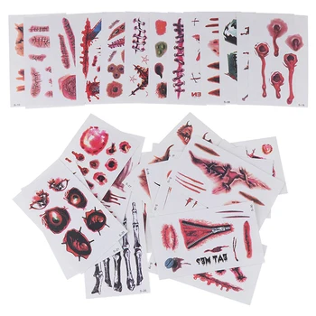 

30 PCS 3D Reality Vampire Blood Scar Design Tattoo Sticker Halloween Waterproof Temporary Tattoos For Lady Women
