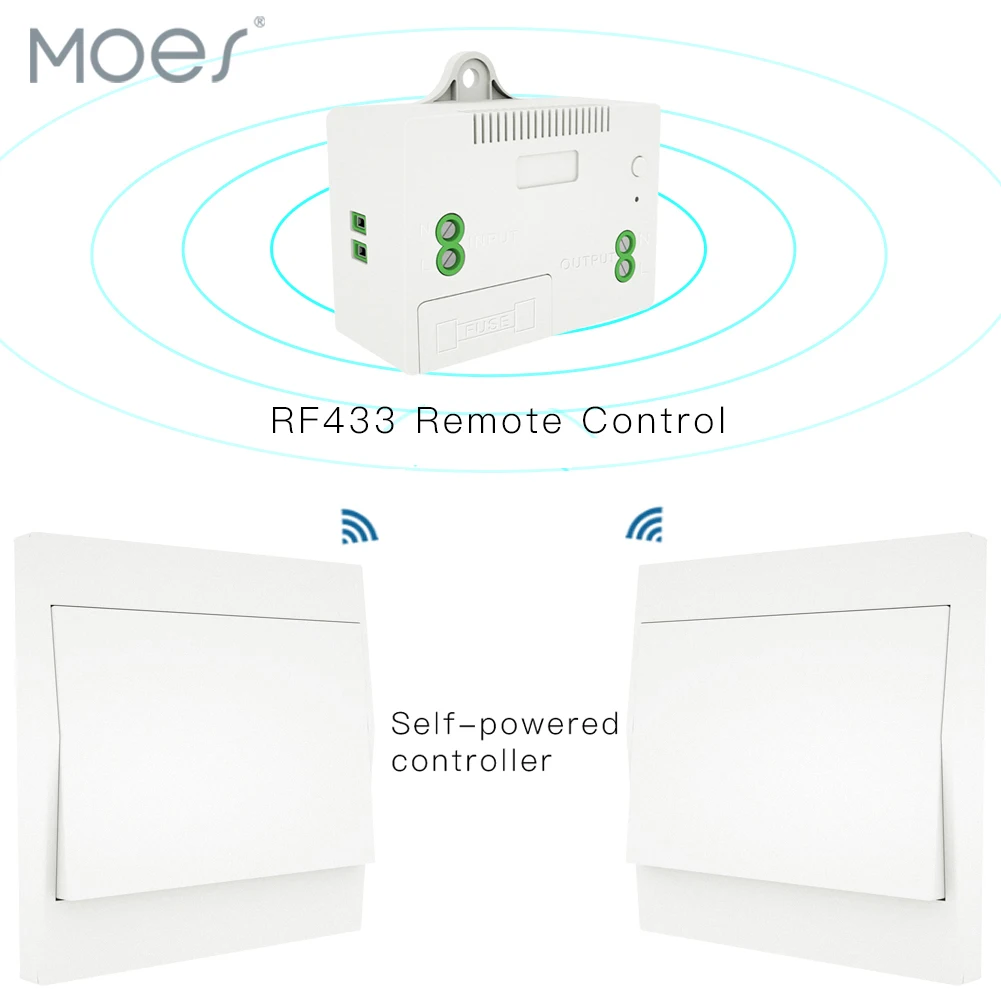 

RF433 Wireless Switch No Battery Remote Control Wall Light Switch Self Powered No Wiring Needed Wall Panel Transmitter.