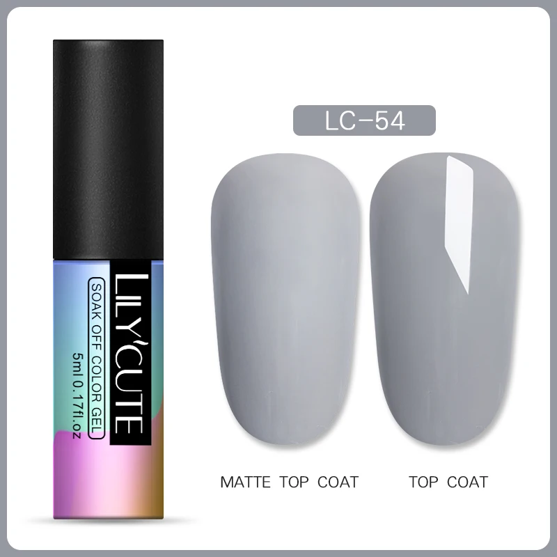 LC-54 LILYCUTE 5ml Matte Gel Polish Soak Off UV LED Gel Varnish Long Lasting Grey Pure Nail Color UV Nail Gel Varnish DIY Art Design - Цвет: LC-54