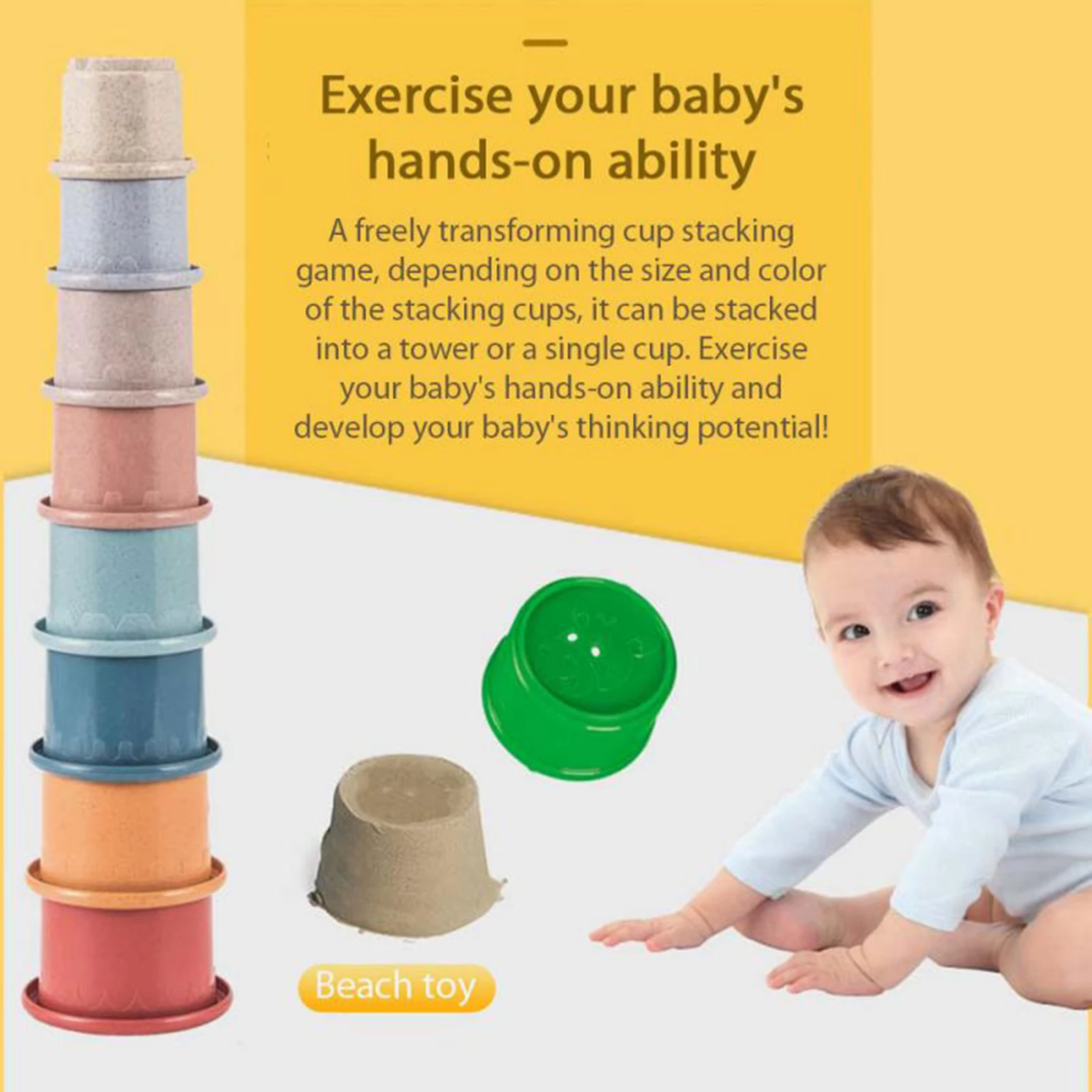 Baby Educational Building Toys Set of 8pcs Stacking Cups fpr Kids Age 6 Months