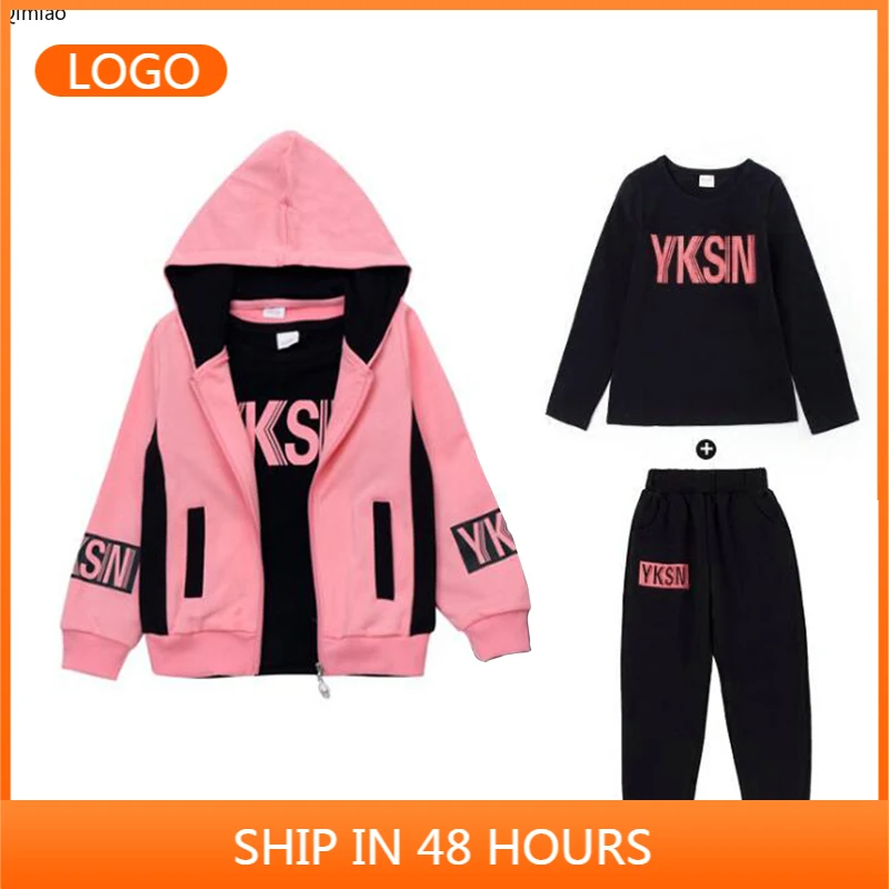 

Sports Suit for Girls 3PCS/Set Children Clothes Cotton Hoodie + T-shirts + Pants Kids Tracksuit for Girls 5 6 8 9 10 12 13 Years