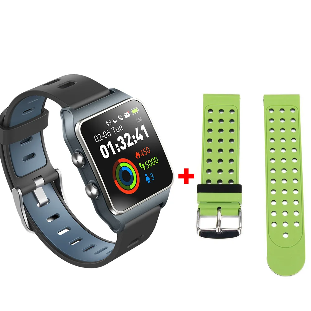 Gray N Green Strap Смарт-часы Makibes BR3 с бесплатным ремешком, gps, браслет Strava, IP68, водонепроницаемые, пульсометр, 1,3 дюймов, цветной экран, многофункциональные смарт-наручные часы - Цвет: Gray N Green Strap