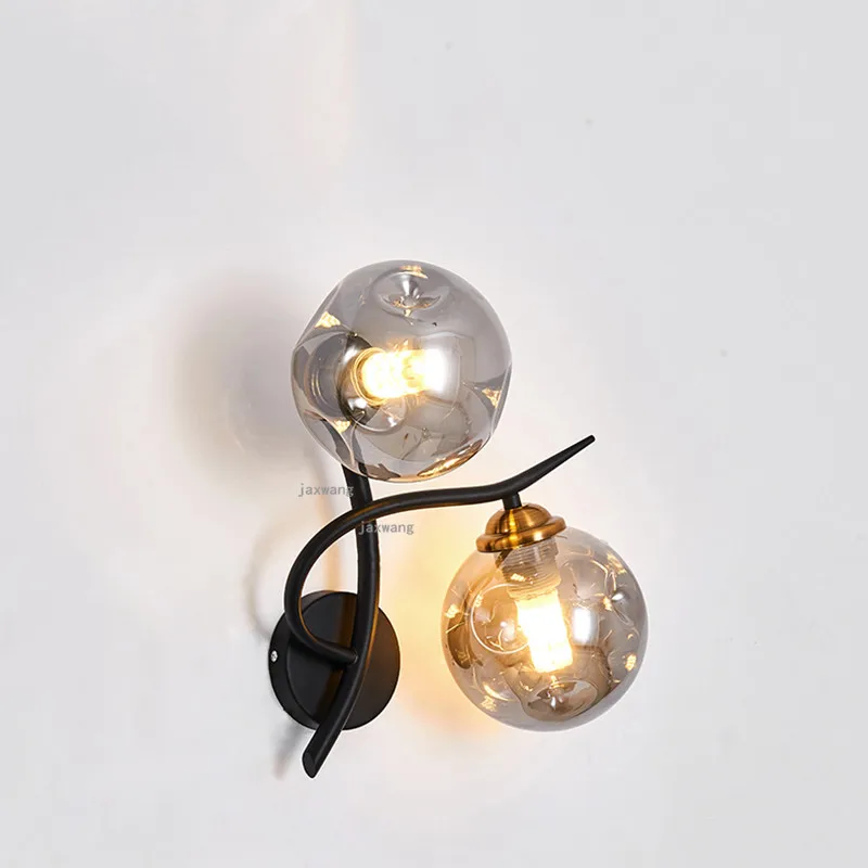 Nordic LED Wall Lamp Glass Lighting Light Fixtures Creative Bedside Lamp Living Room Home Indoor Sconces Wall Lamps Modern Decor
