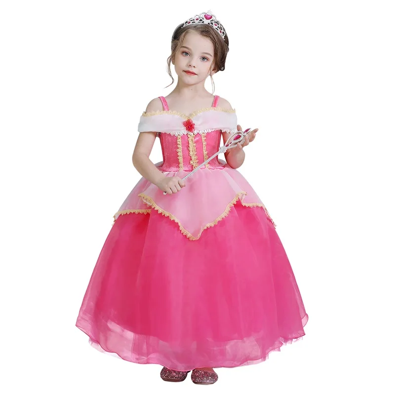 Fancy Party Girls Dresses Elsa Cinderella Sleeping Beauty Halloween Dress Children Rapunzel Kids Cosplay Costume Princess Dress - Цвет: Only Dress 14