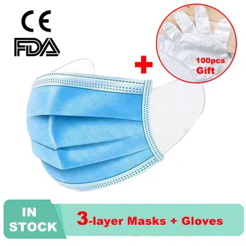 

Fast delivery 3-layer Disposable Mask Anti-virus Outdoor Face Mouth Mask Non Woven Anti-Dust Meltblown cloth Masks